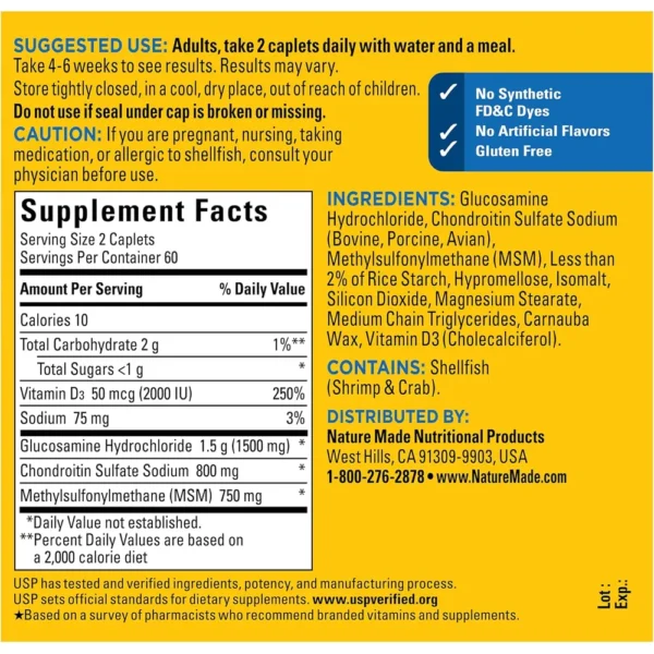 NATURE MADE GLUCOSAMINA + CONDROITINA + MSM | 120 UND