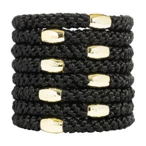 LIGAS PARA CABELLO ESTILO HAALAND NEGRO CON CUENTAS DORADAS