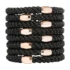 LIGAS PARA CABELLO ESTILO HAALAND NEGRO CON CUENTAS ORO ROSA