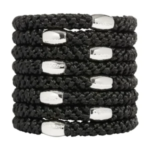 LIGAS PARA CABELLO ESTILO HAALAND NEGRO CON CUENTAS PLATEADAS