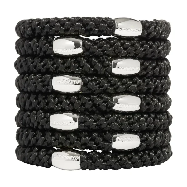 LIGAS PARA CABELLO ESTILO HAALAND NEGRO CON CUENTAS PLATEADAS