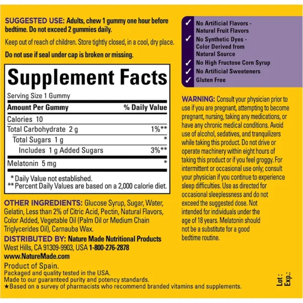 NATURE MADE MELATONINA 5 MG | 70 GOMITAS