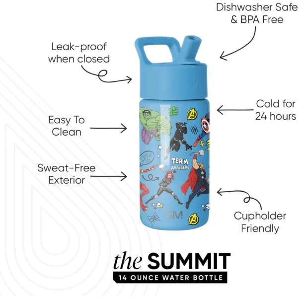 BOTELLA MARVEL AVENGERS SUMMIT HÉROES DE LOS VENGADORES 14 OZ / 414 ML