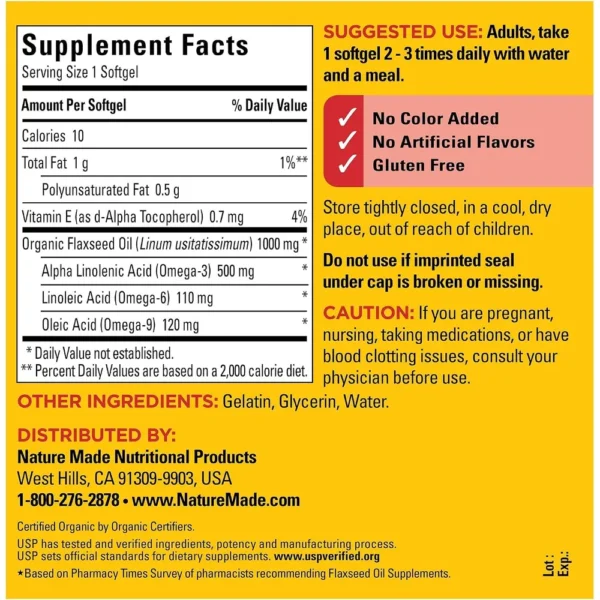 NATURE MADE PACK 2 ACEITE DE LINAZA 1000 MG | 180 UND C/U