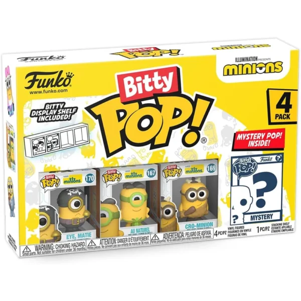 FUNKO BITTY POP! PACK FIGURAS MINIONS EYE, MATIE, CRO-MINION Y AU NATUREL