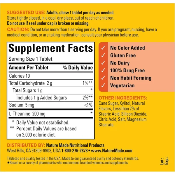 NATURE MADE L-TEANINA 200 MG | 50 UND UND