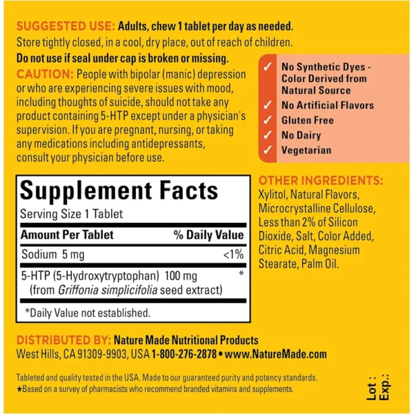 NATURE MADE 5-HTP 100 MG | 30 UND