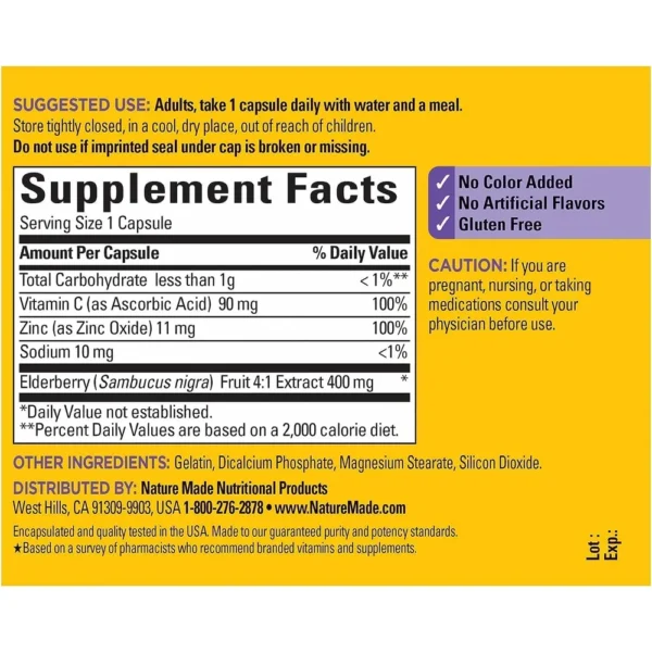 NATURE MADE PACK 2 SAÚCO + VITAMINA C + ZINC | 60 UND C/U