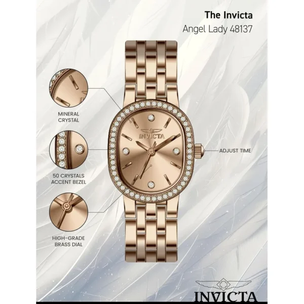 RELOJ INVICTA ANGEL MUJER CUARZO ORO ROSA PLATA
