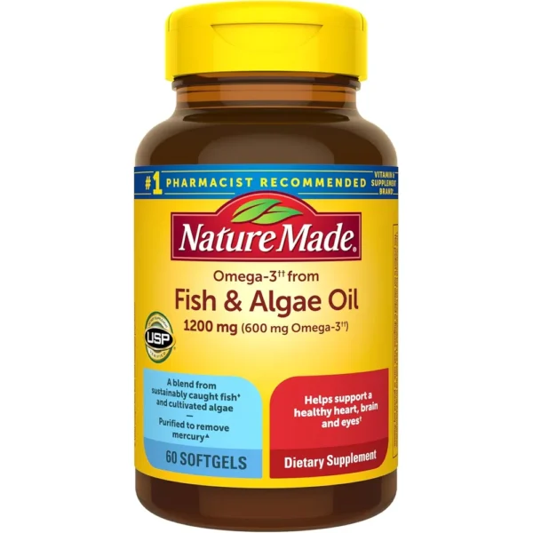 NATURE MADE OMEGA 3 ACEITE DE PESCADO + ALGAS 1200 MG | 60 UND