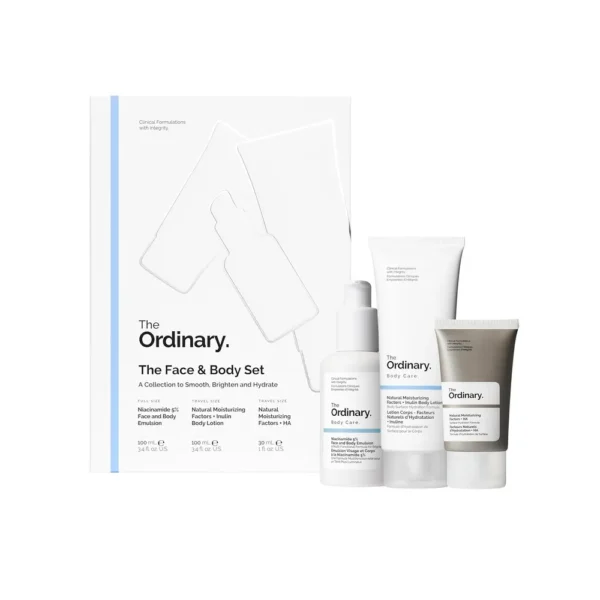 THE ORDINARY SET ROSTRO Y CUERPO NIACINAMIDA 5% ACIDO HIALURONICO 3PZS