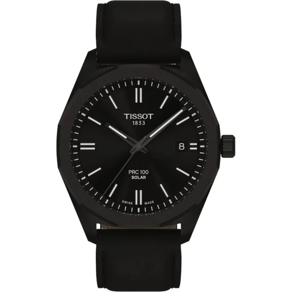 RELOJ TISSOT PRC 100 SOLAR PARA HOMBRE BLACK CUERO