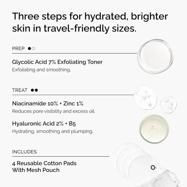 THE ORDINARY SET MINI ICONOS ACIDO GLICOLICO 7% NIACINAMIDA 10% ACIDO HIALURONICO 2% + B5 | 3 PZS