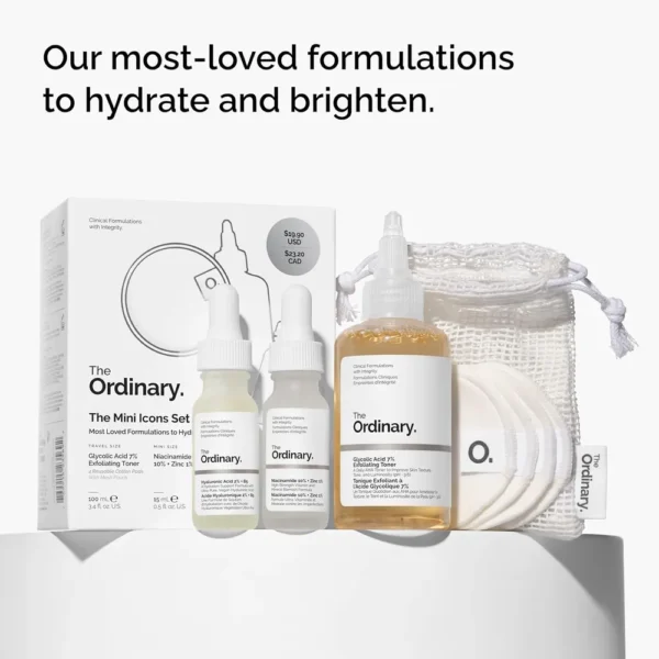 THE ORDINARY SET MINI ICONOS ACIDO GLICOLICO 7% NIACINAMIDA 10% ACIDO HIALURONICO 2% + B5 | 3 PZS