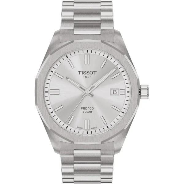 RELOJ TISSOT PRC 100 SOLAR PARA HOMBRE SILVER