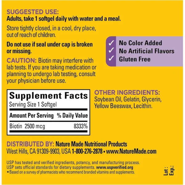 b0ghc88jcv_2_webp.webp NATURE MADE PACK 2 BIOTINA 2500 MCG | 150 UND C/U
