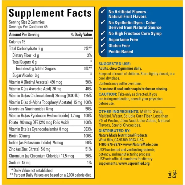 NATURE MADE MULTIVITAMÍNICO HOMBRE CERO AZÚCAR | 90 UND