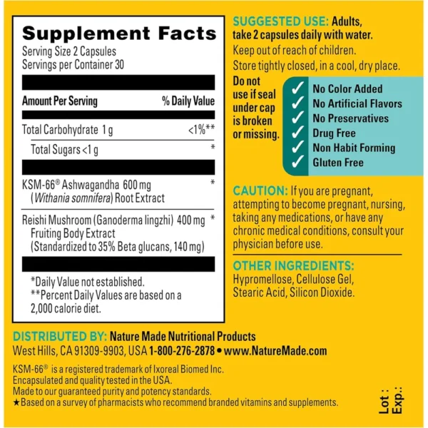 NATURE MADE ASHWAGANDHA KSM-66 + REISHI | 60 UND
