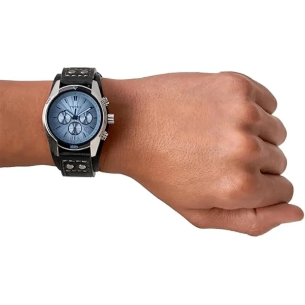 Fossil CH2565 reloj para hombre Coachman cronógrafo con acero y cuero | 45 mm - Negro/Azul
