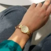 Anne Klein 109442CHHY reloj para mujer con correa de cuero | 45 mm - Marrón/Oro