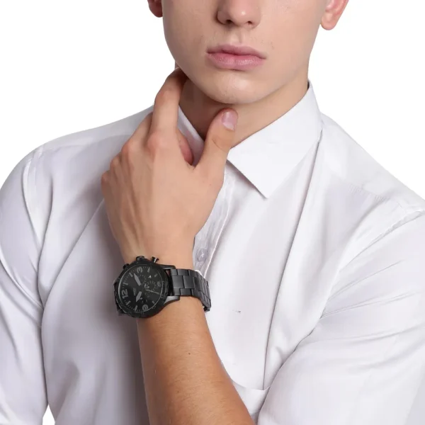 Fossil JR1353 reloj para hombre Nate cronógrafo de acero inoxidable | 50 mm - Negro