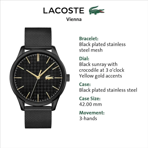 RELOJ LACOSTE VIENNA CUARZO HOMBRE - BLACK MESH
