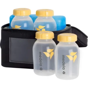 SET ENFRIADOR DE LECHE MATERNA MEDELA CON PACK DE HIELO Y 4 BIBERONES DE 5 OZ