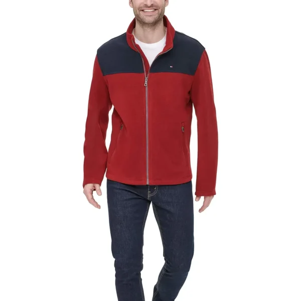 TOMMY HILFIGER CASACA CLÁSICA DE VELLÓN PARA HOMBRE | M | Navy Blue/Red