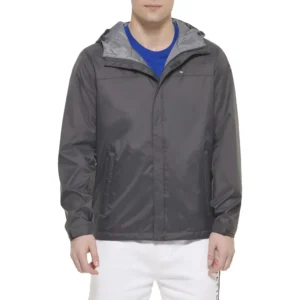 TOMMY HILFIGER CASACA LIGERA CON CAPUCHA PARA HOMBRE | XS | Charcoal