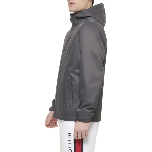 TOMMY HILFIGER CASACA LIGERA CON CAPUCHA PARA HOMBRE | XS | Charcoal