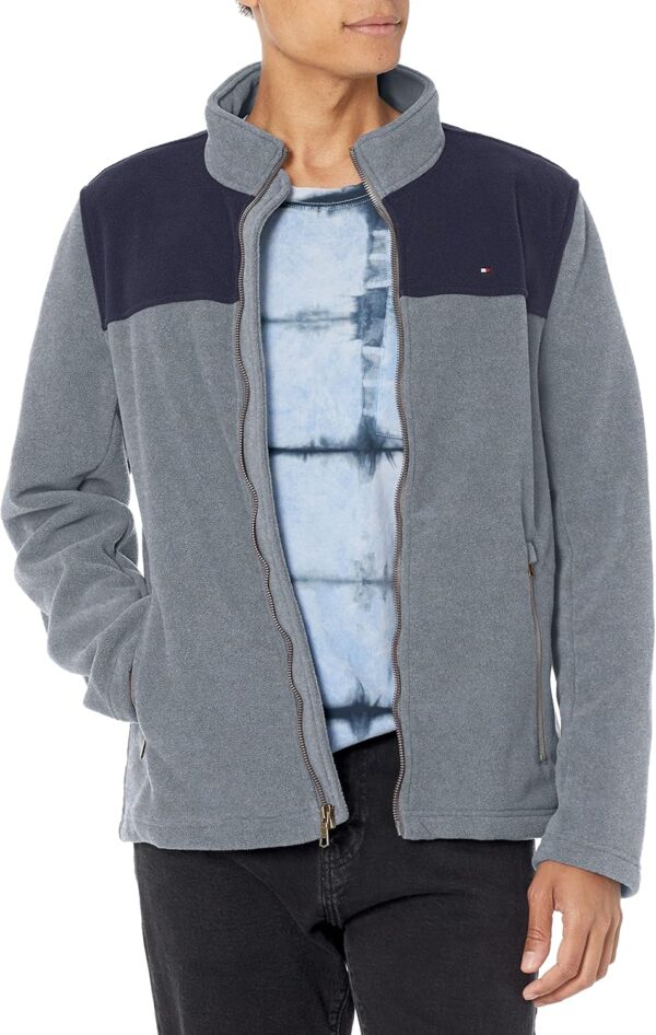 TOMMY HILFIGER CASACA CLÁSICA DE VELLÓN PARA HOMBRE | L | Navy Blue/Light Gray