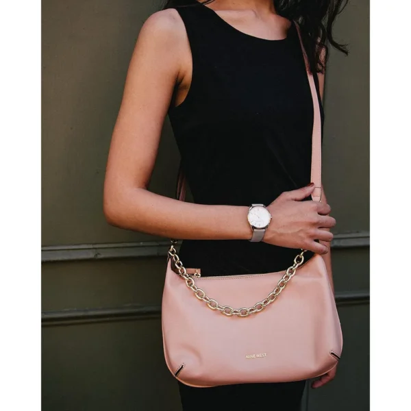 Nine West NW/1995SVBK reloj elegante con correa | 36 mm - Gris/Oro rosa