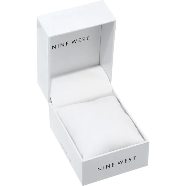 Nine West NW-2044FLBY reloj con esfera decorada y correa lisa para mujer | 38 mm - Negro/Plata