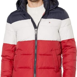 b075qjywnm_0.jpeg TOMMY HILFIGER CASACA DE PLUMÓN PARA HOMBRE | XL | Midnight/White/Red