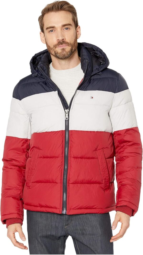 TOMMY HILFIGER CASACA DE PLUMÓN PARA HOMBRE | XL | Midnight/White/Red