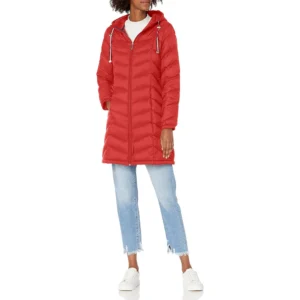 CASACA TOMMY HILFIGER PLUMÓN PLEGABLE LARGO MEDIO MUJER | S | Crimson Chevron Fold