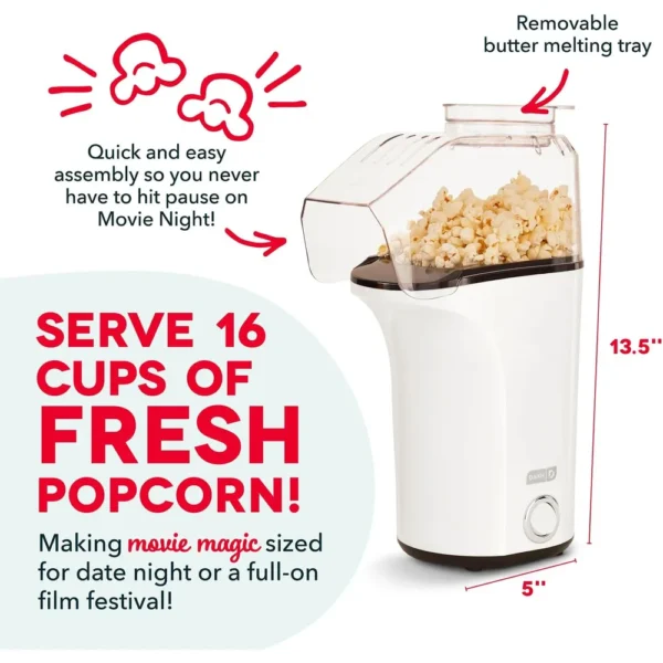 MÁQUINA DE PALOMITAS DASH FRESH POP 16 TAZAS | BLANCO
