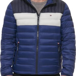 b08c7xgs62_0.jpeg TOMMY HILFIGER CASACA ULTRA LOFT PARA HOMBRE | L | Royal Blue/Ice/Navy Blue Color Block