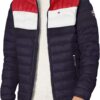 TOMMY HILFIGER CASACA ULTRA LOFT PARA HOMBRE | XL | Midnight/Ice/Red Flag Colorblock