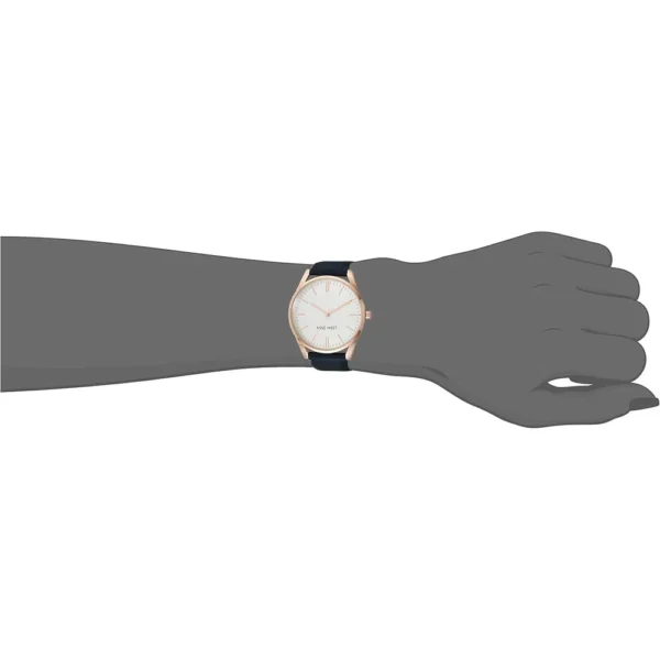 Nine West NW/1995SVBK reloj elegante con correa | 36 mm - Azul marino/Rosa dorado