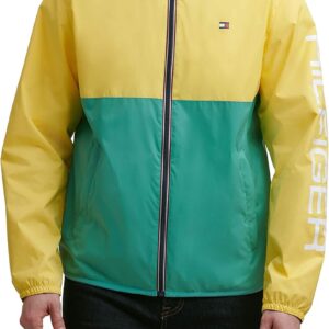 TOMMY HILFIGER CASACA  LIGERA CON CAPUCHA PARA HOMBRE | S | Pastel Yellow/Green Color Block
