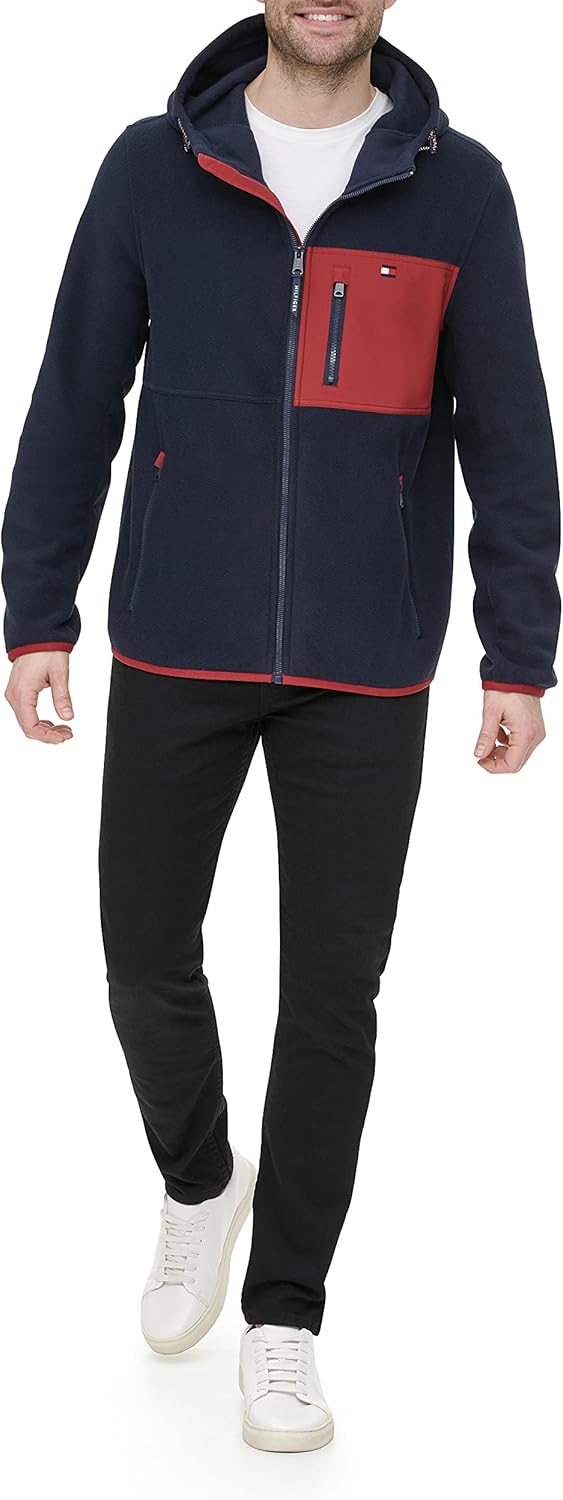 b0913jr9h6_0.jpeg TOMMY HILFIGER CASACA DE FORRO POLAR PARA HOMBRE | XL | Mixed Media Navy Blue/Red