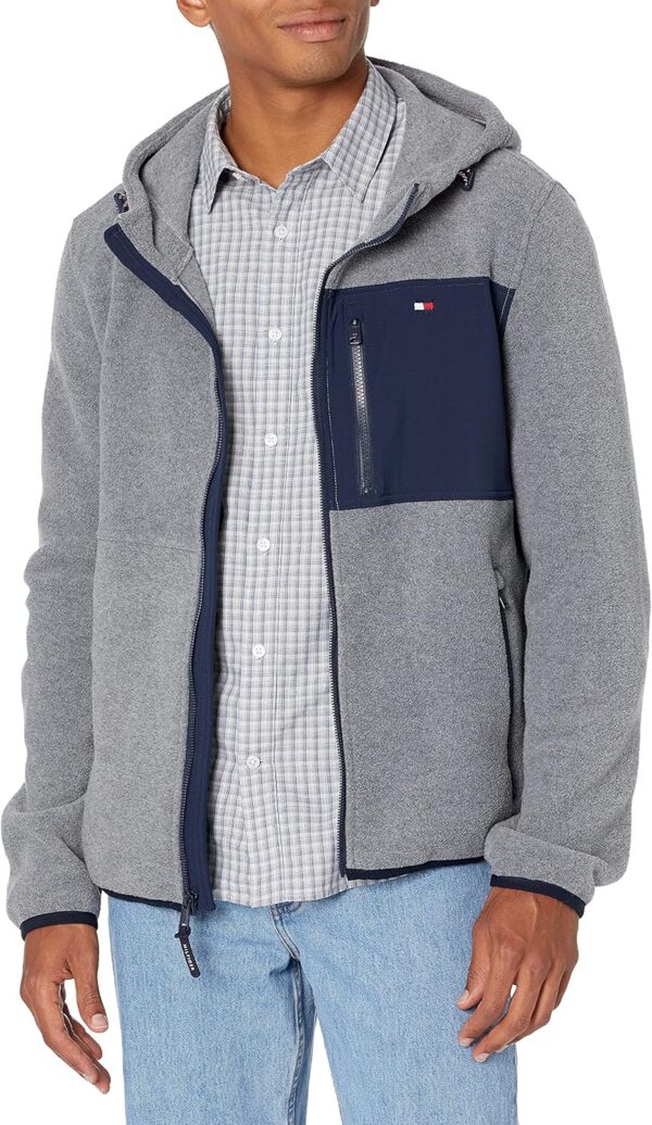 TOMMY HILFIGER CASACA DE FORRO POLAR PARA HOMBRE | XL | Light Gray/Navy Blue Mix