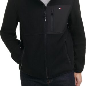 TOMMY HILFIGER CASACA DE FORRO POLAR PARA HOMBRE | XL | Black/Black Mixed