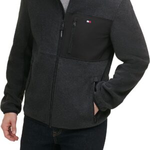 TOMMY HILFIGER CASACA DE FORRO POLAR PARA HOMBRE | XL | Mixed Media Carbon/Black