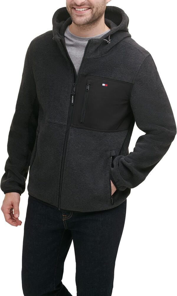 b0914lsl2y_0.jpeg TOMMY HILFIGER CASACA DE FORRO POLAR PARA HOMBRE | XL | Mixed Media Carbon/Black