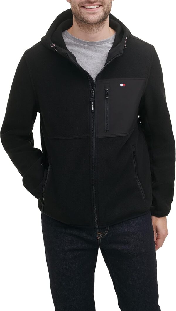TOMMY HILFIGER CASACA DE FORRO POLAR PARA HOMBRE | Large | Black/Black Mixed