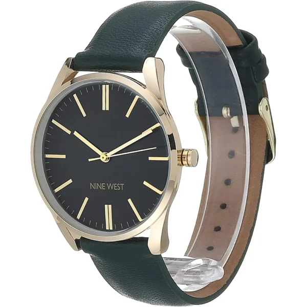 Nine West NW/1995SVBK reloj elegante con correa | 36 mm - Verde/Dorado