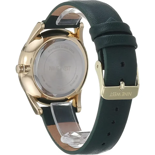 Nine West NW/1995SVBK reloj elegante con correa | 36 mm - Verde/Dorado