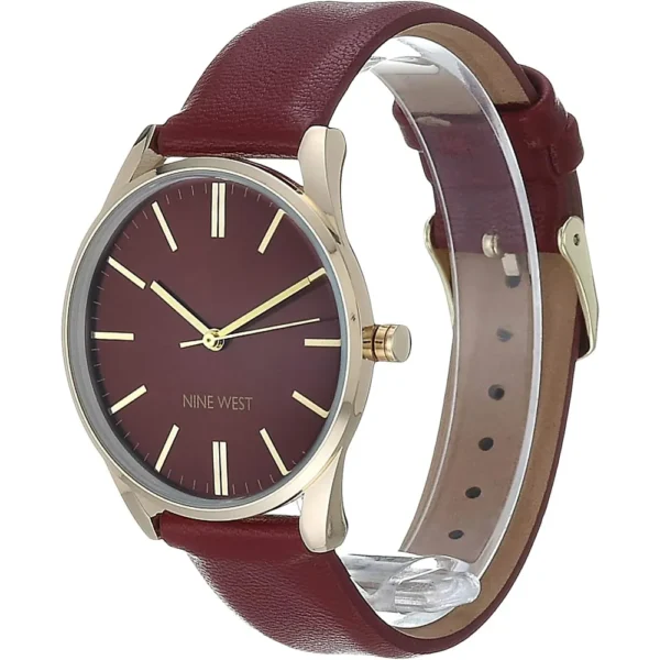 Nine West NW/1995SVBK reloj elegante con correa | 36 mm - Borgoña/ dorado